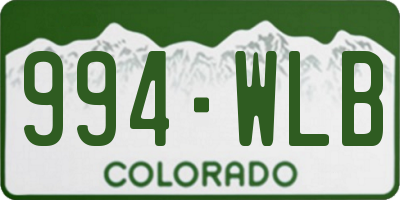 CO license plate 994WLB