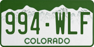 CO license plate 994WLF
