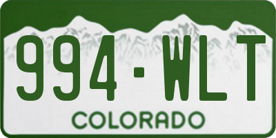 CO license plate 994WLT