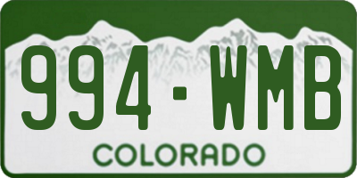 CO license plate 994WMB