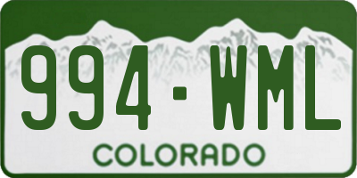 CO license plate 994WML