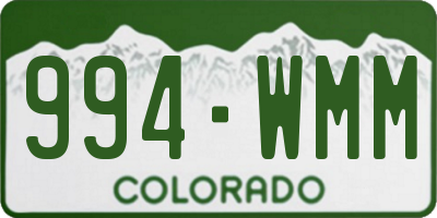 CO license plate 994WMM