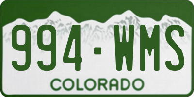 CO license plate 994WMS