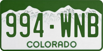 CO license plate 994WNB