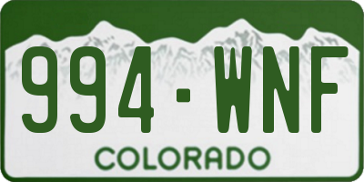CO license plate 994WNF