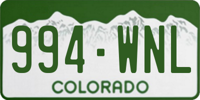 CO license plate 994WNL