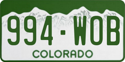CO license plate 994WOB