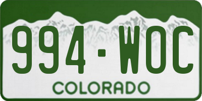 CO license plate 994WOC