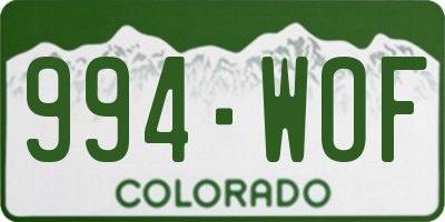 CO license plate 994WOF