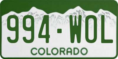CO license plate 994WOL