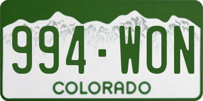 CO license plate 994WON