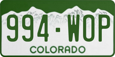 CO license plate 994WOP