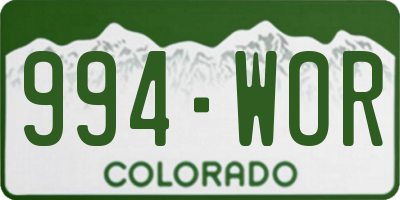 CO license plate 994WOR