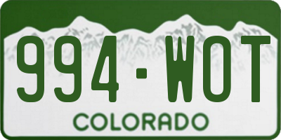 CO license plate 994WOT