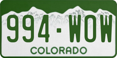 CO license plate 994WOW