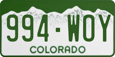 CO license plate 994WOY