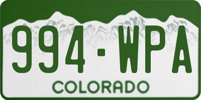 CO license plate 994WPA