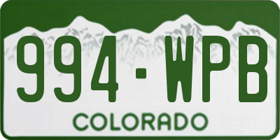 CO license plate 994WPB
