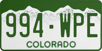 CO license plate 994WPE