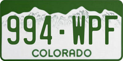 CO license plate 994WPF