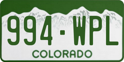CO license plate 994WPL