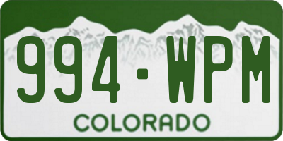 CO license plate 994WPM