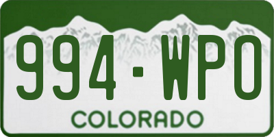 CO license plate 994WPO