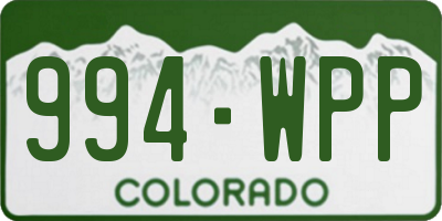 CO license plate 994WPP