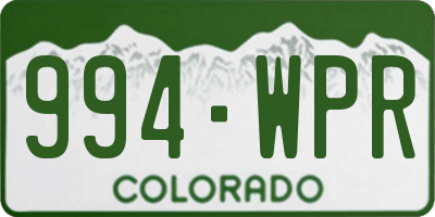 CO license plate 994WPR