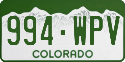 CO license plate 994WPV