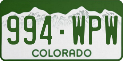 CO license plate 994WPW