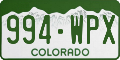 CO license plate 994WPX