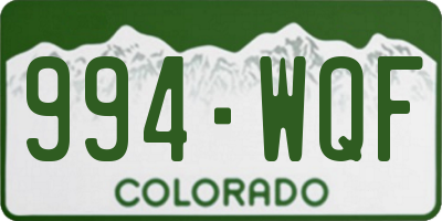 CO license plate 994WQF