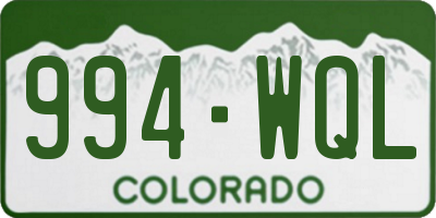 CO license plate 994WQL