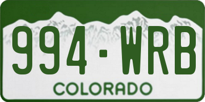 CO license plate 994WRB