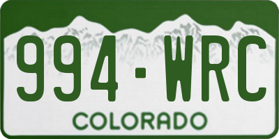CO license plate 994WRC