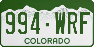 CO license plate 994WRF