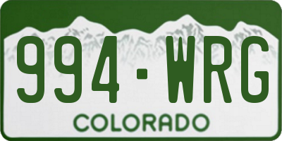 CO license plate 994WRG