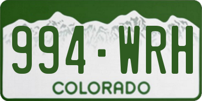 CO license plate 994WRH