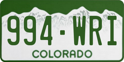 CO license plate 994WRI