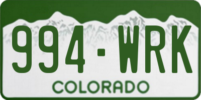CO license plate 994WRK
