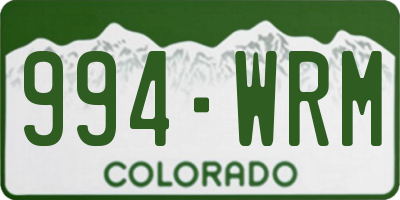 CO license plate 994WRM