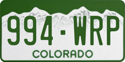 CO license plate 994WRP