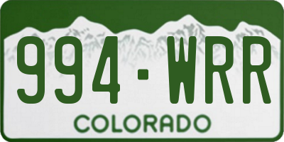 CO license plate 994WRR