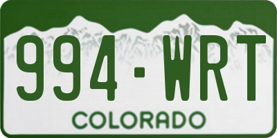 CO license plate 994WRT