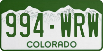 CO license plate 994WRW