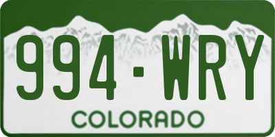 CO license plate 994WRY