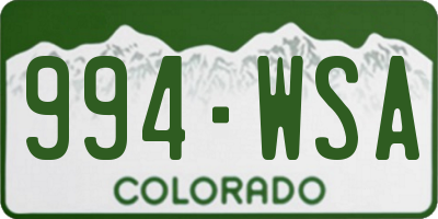 CO license plate 994WSA