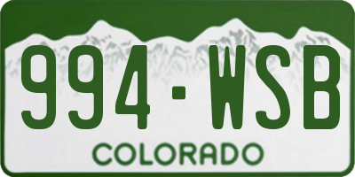 CO license plate 994WSB