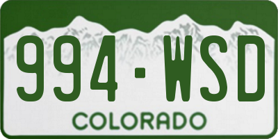 CO license plate 994WSD